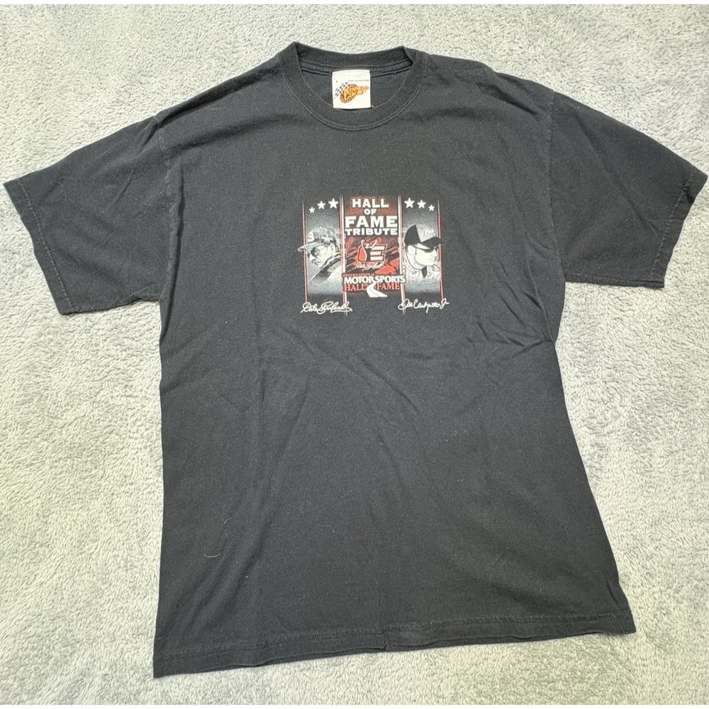Dale Earnhardt & DaleJr. T-Shirt Mens L Black Hall Of Fame Tribute Nascar Racing